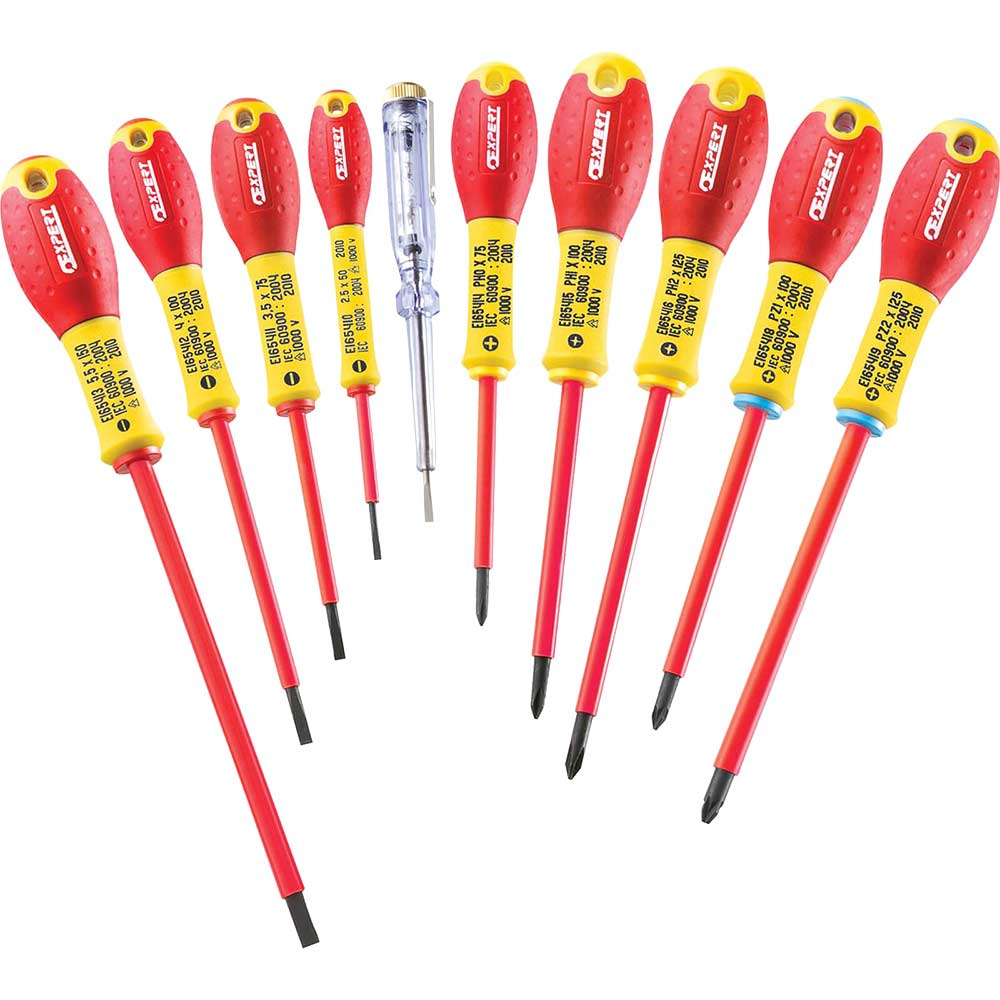 Image of Britool 10 Piece VDE Insulated 1000v Screwdriver Set Slotted / Phillips / Pozi