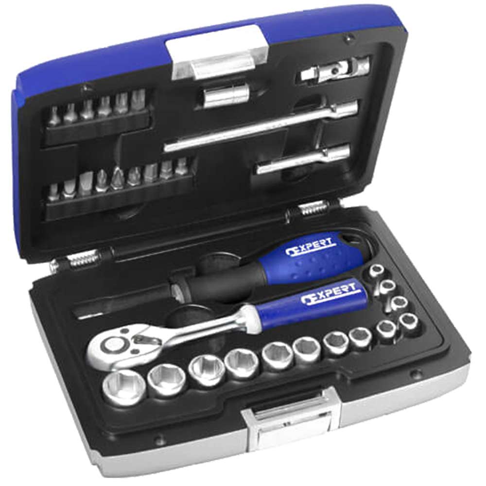 Image of Britool 34 Piece 1/4&quot; Square Drive Socket & Accessory Set Metric
