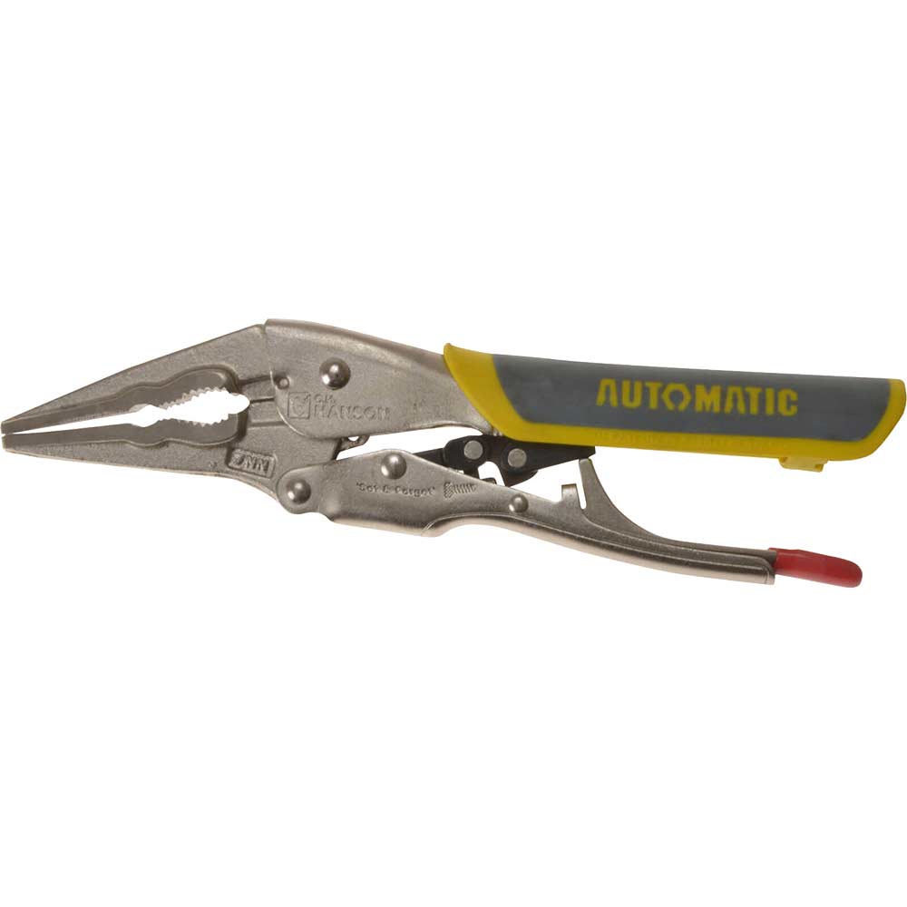 Image of Hanson Automatic Locking Needle Nose Pliers Soft Grip Handle 180mm / 7&quot;