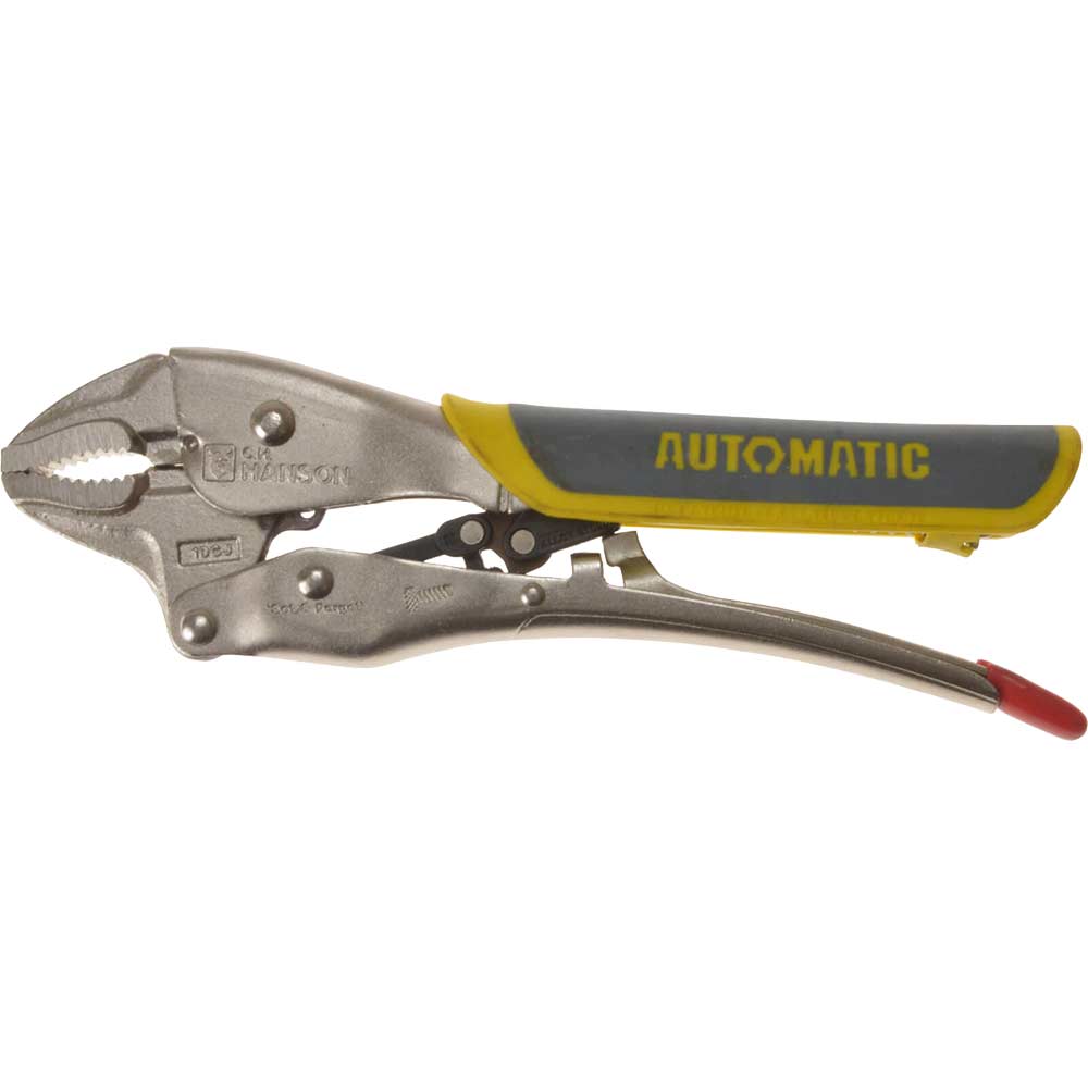 Image of Hanson Automatic Soft Grip Curved Jaw Locking Pliers 250mm / 10&quot;