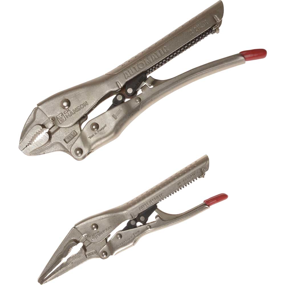 Image of Hanson 2 Piece Automatic Locking Mixed Jaw Pliers Set 180mm & 250mm