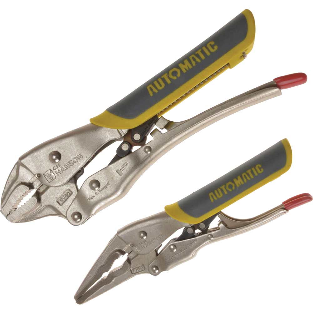 Hanson 2 Piece Automatic Soft Grip Locking Mixed Jaw Pliers Set 180mm & 250mm