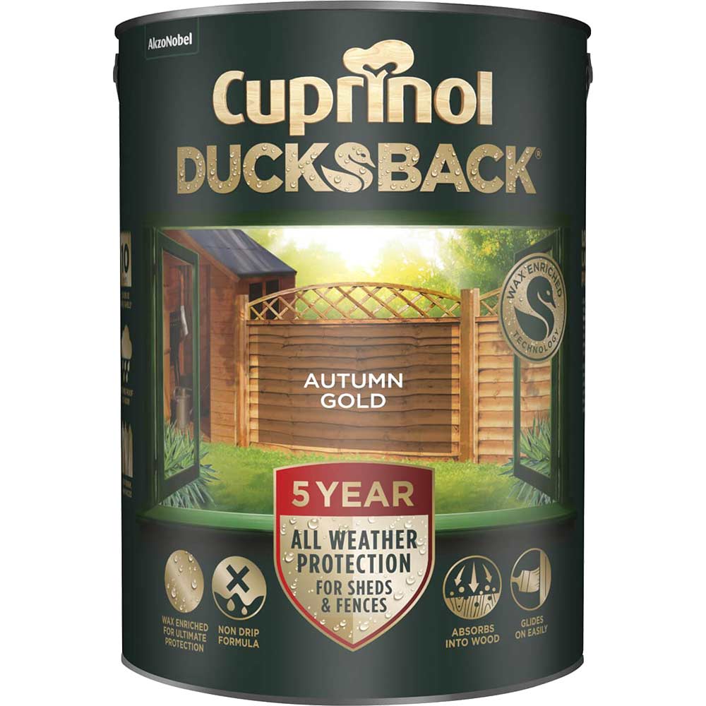 Cuprinol Ducksback 5 Year Waterproof Wood Protector Autumn Gold 5 Litre