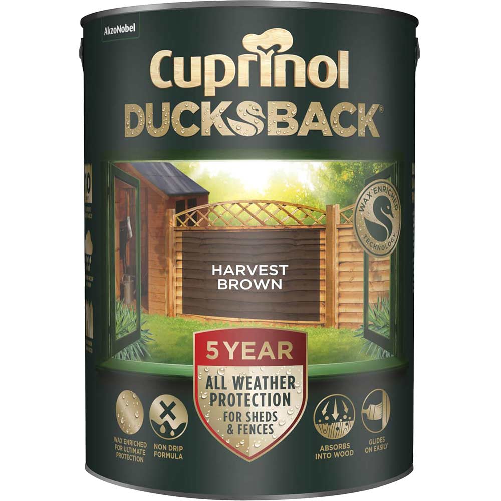 Image of Cuprinol 5 Year Ducksback Wood Stain & Protector Harvest Brown 5 Litre