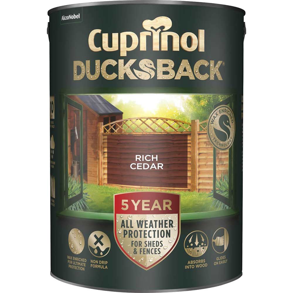 Cuprinol 5 Year Ducksback Wood Stain & Protector Rich Cedar 5 Litre