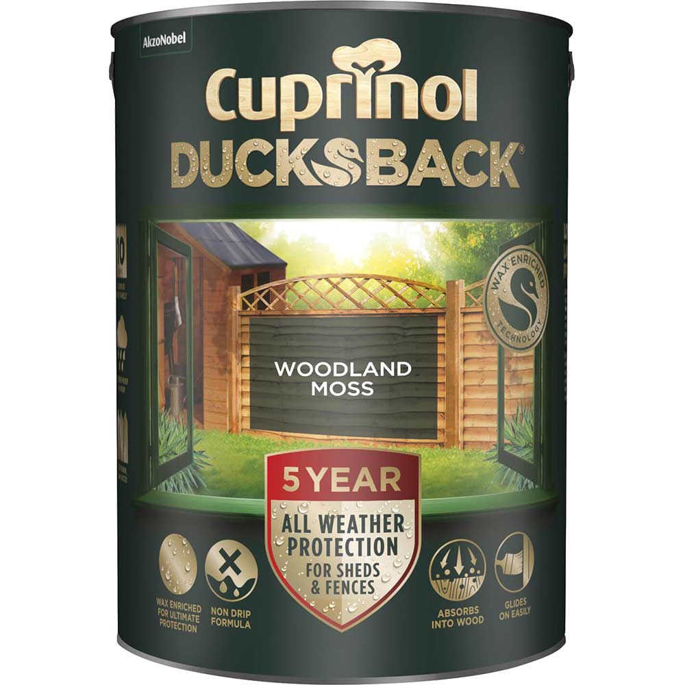 Cuprinol 5 Year Ducksback Waterproof for Sheds & Fences Woodland Moss 5 Litre