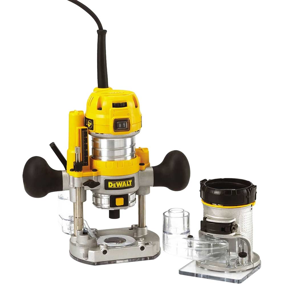 DeWalt D26204K Premium 1/4" Combi Fixed Base & Plunge Router 900w 110v