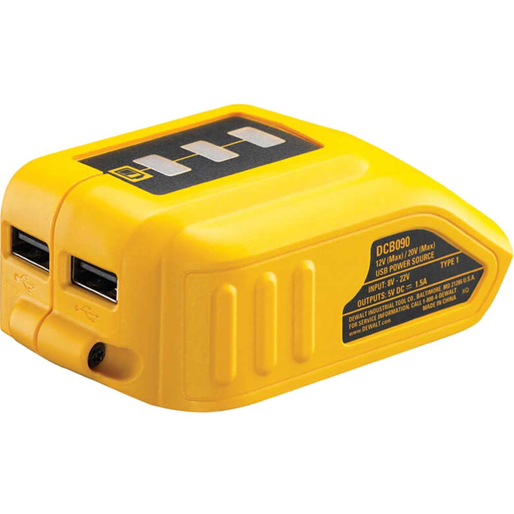 DeWalt DCB090 XR USB Charger for 10.8v, 14.4v & 18v Lithium Ion Batteries