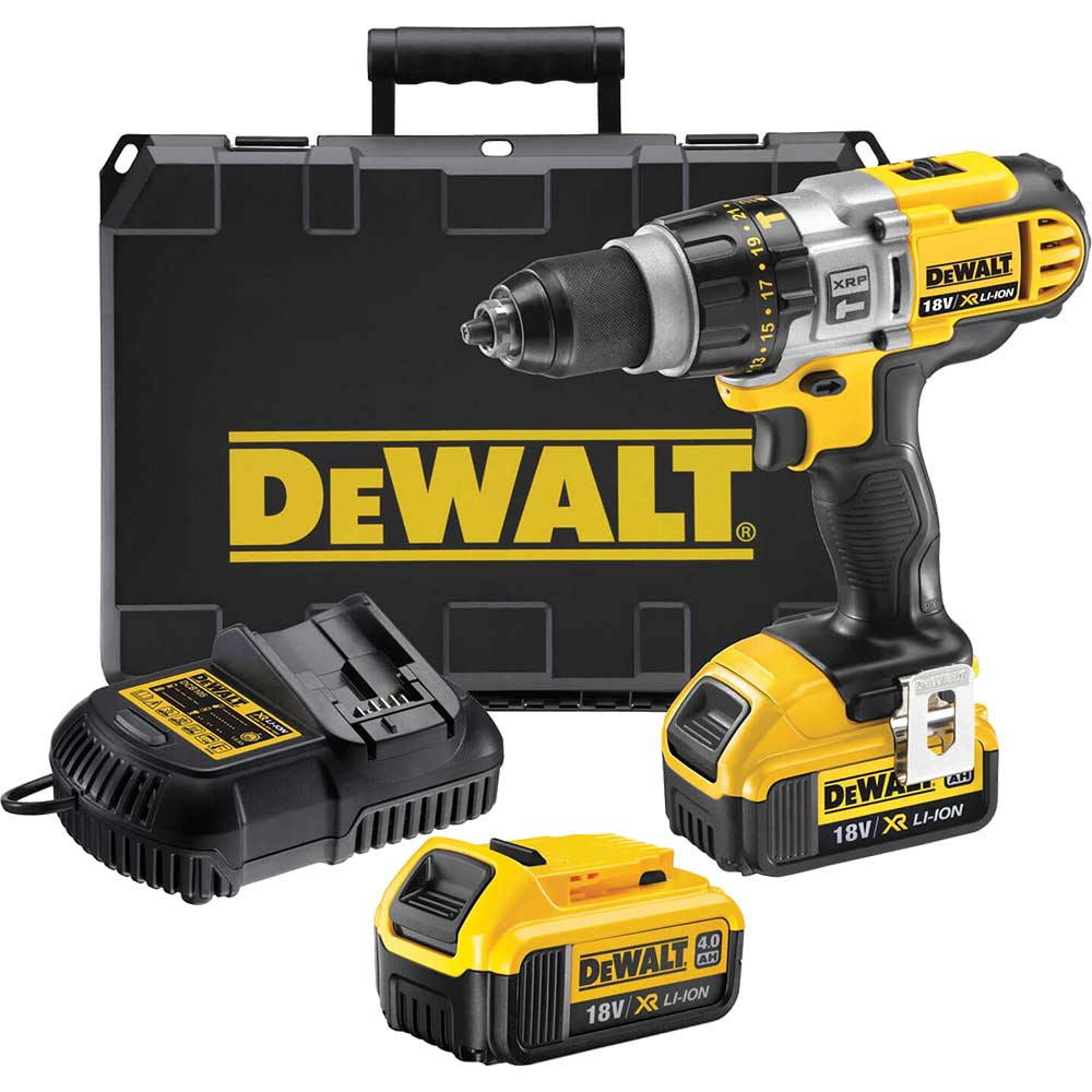 DeWalt DCD985M2 18v Cordless XR Premium 3 Speed Combi Drill with 2 Lithium Ion Batteries 4ah