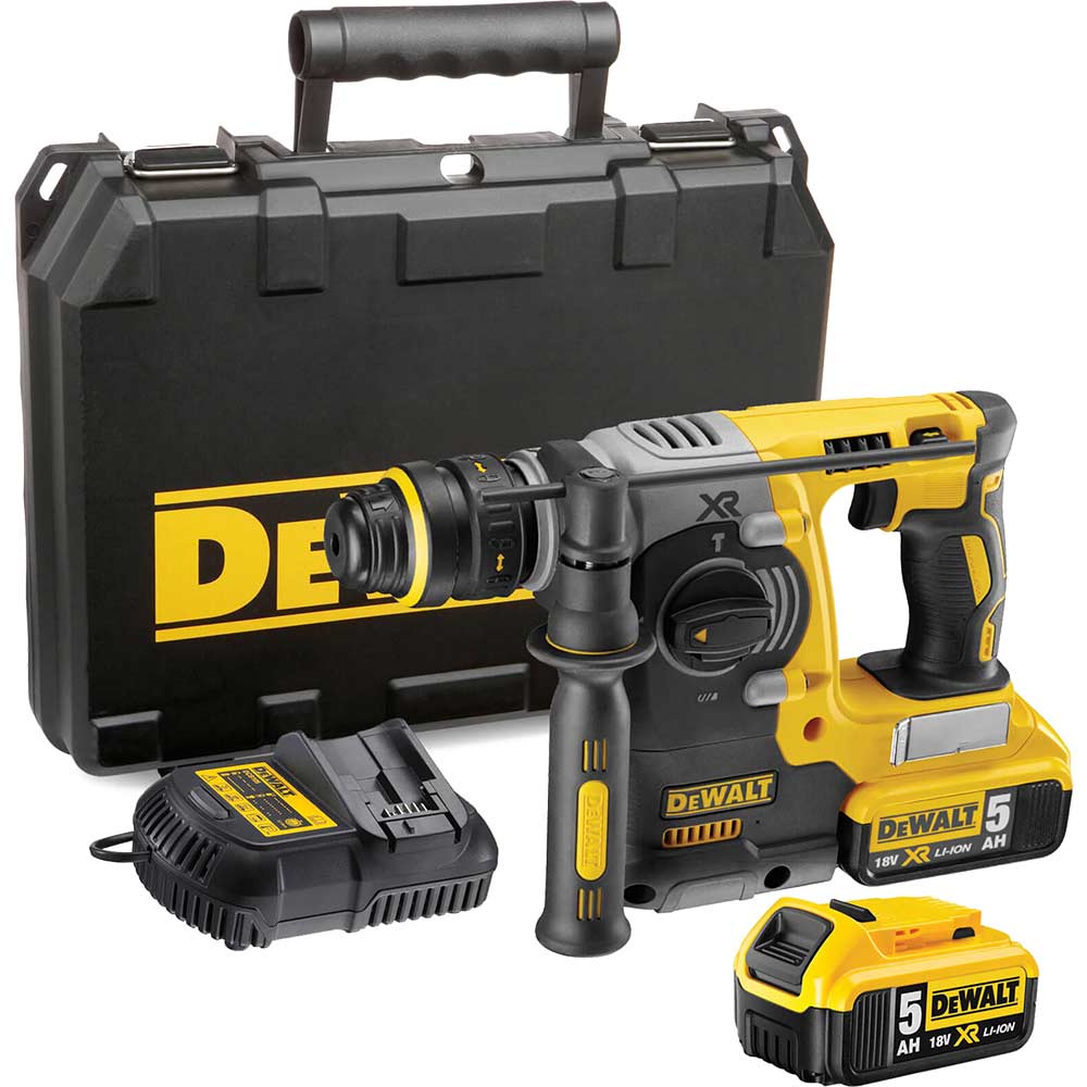 Image of DeWalt DCH274P2 18v Cordless Brushless XR Rotary SDS Hammer Drill with 2 Lithium Ion Batteries 5ah & Quick Change Chuck