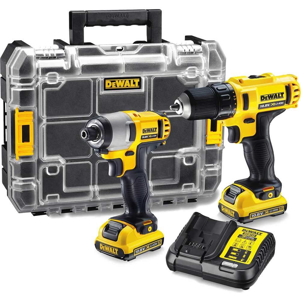 Image of DeWalt DCZ211D2T 10.8v Cordless XR Cordless Drill Driver & Impact Driver with 2 Lithium Ion Batteries 2ah