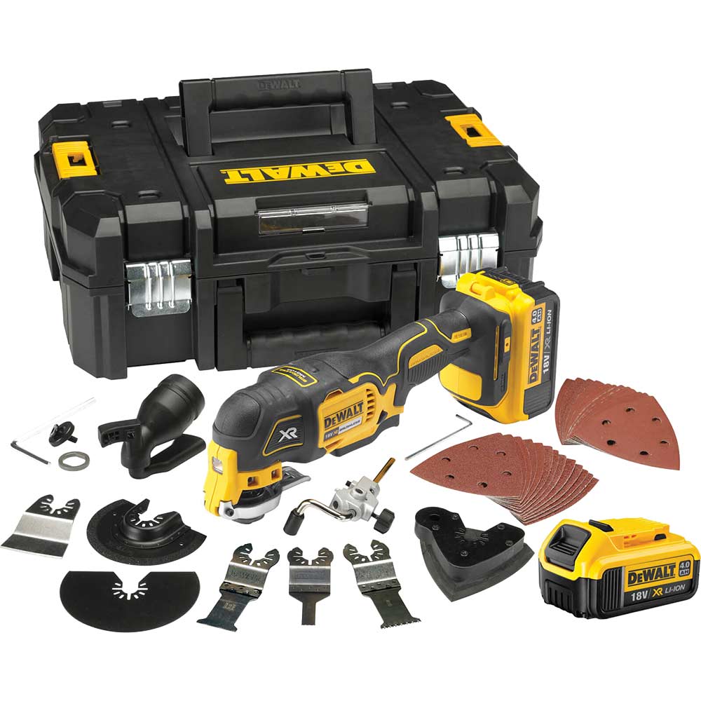 DeWalt DCS355M2 18v Cordless XR Multi Tool + 35 Accessories + 2 Lithium Ion Batteries 4ah