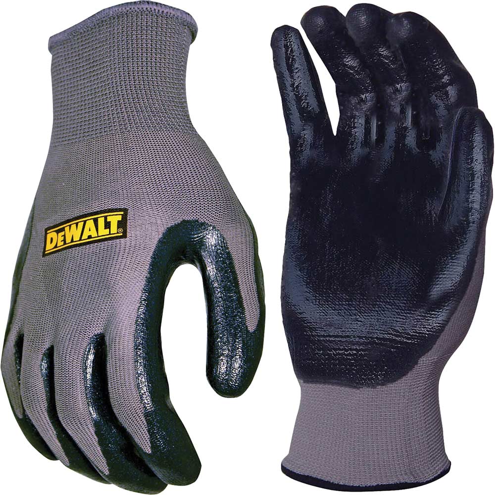 DeWalt Nitrile Nylon Gloves Grey & Black Large