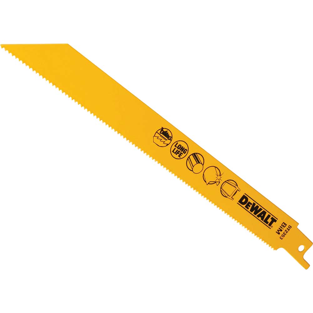 Image of DeWalt DT2353 Bi Metal Reciprocating Saw Blade for Fast Cuts Metals / Sheet Metals 203mm
