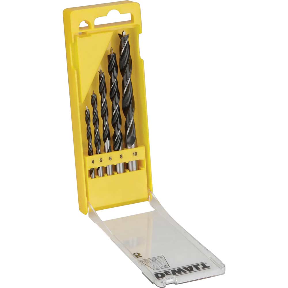 Image of DeWalt 5 Piece Brad Point Wood Drill Bit Set 4 - 10mm