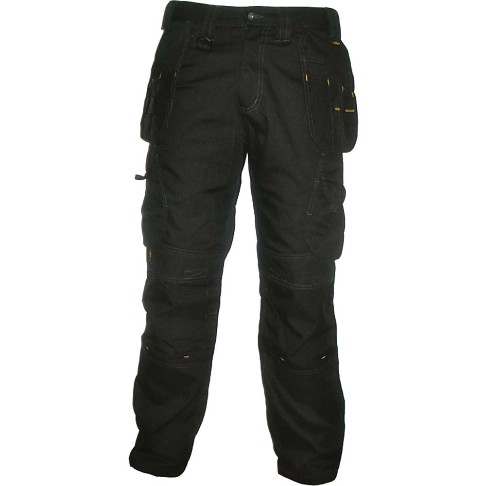 Image of DeWalt Mens Pro Canvas Work Trousers Black 42&quot; Waist 29&quot; Leg