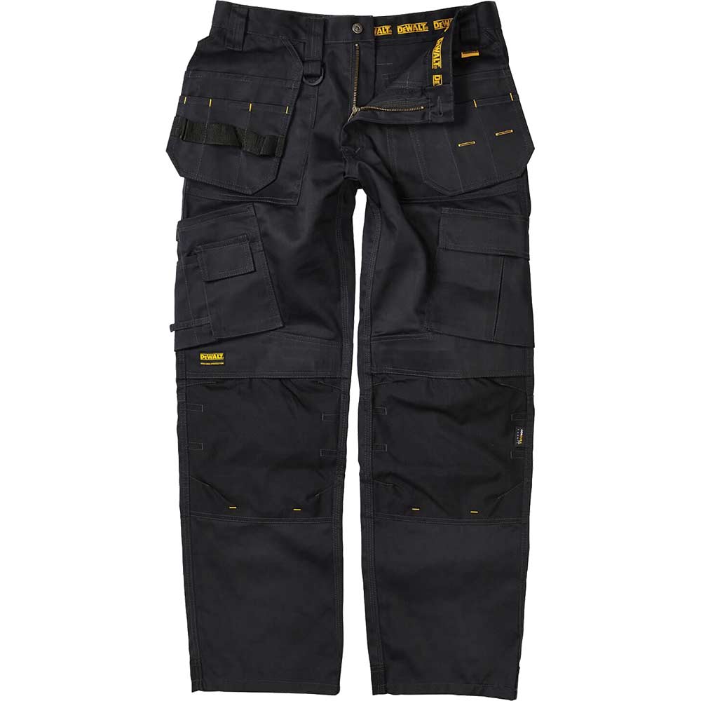 Image of DeWalt Pro Tradesman Work Trousers Black 36&quot; Waist & 33&quot; Leg