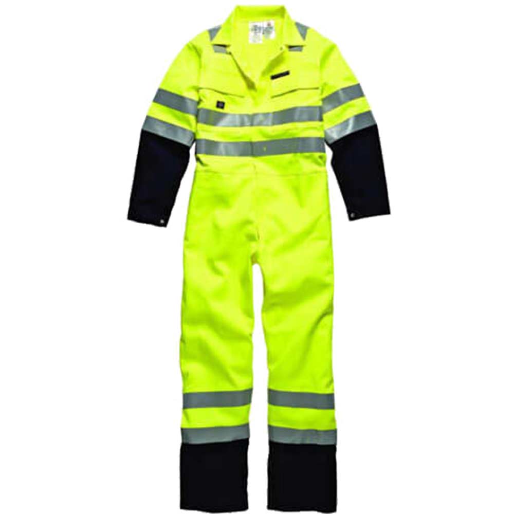 Image of Dickies Mens Proban Flame Retardant Safety Overalls Yellow Chest 42&quot; Leg 31.5&quot;