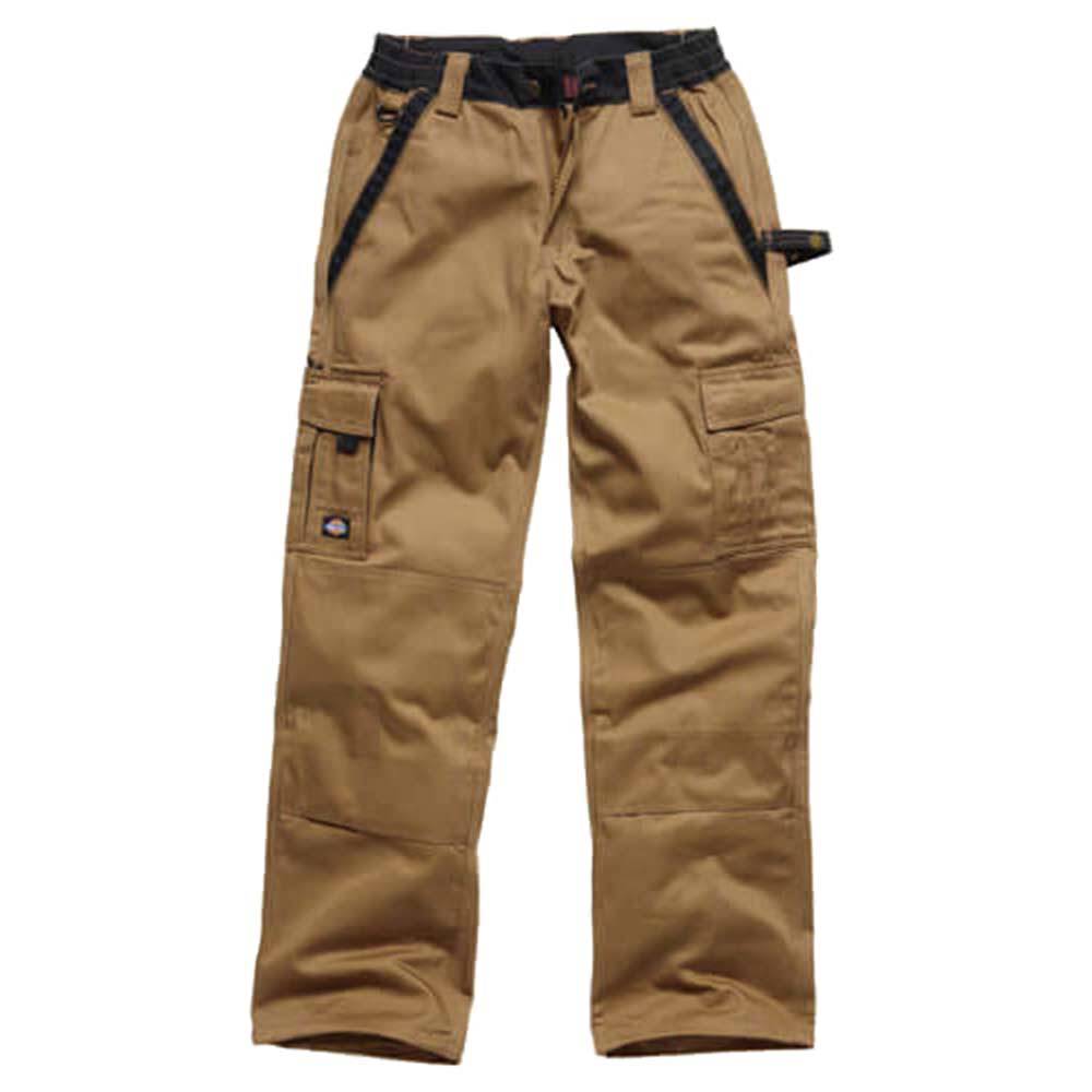 Dickies Mens Industry 300 Two Tone Work Trousers Khaki / Black 34" Waist 34" Leg