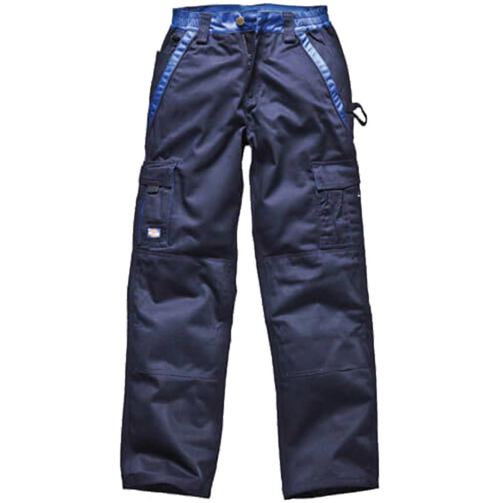 Dickies Mens Industry 300 Two Tone Work Trousers Navy / Royal Blue 36" Waist 30" Leg
