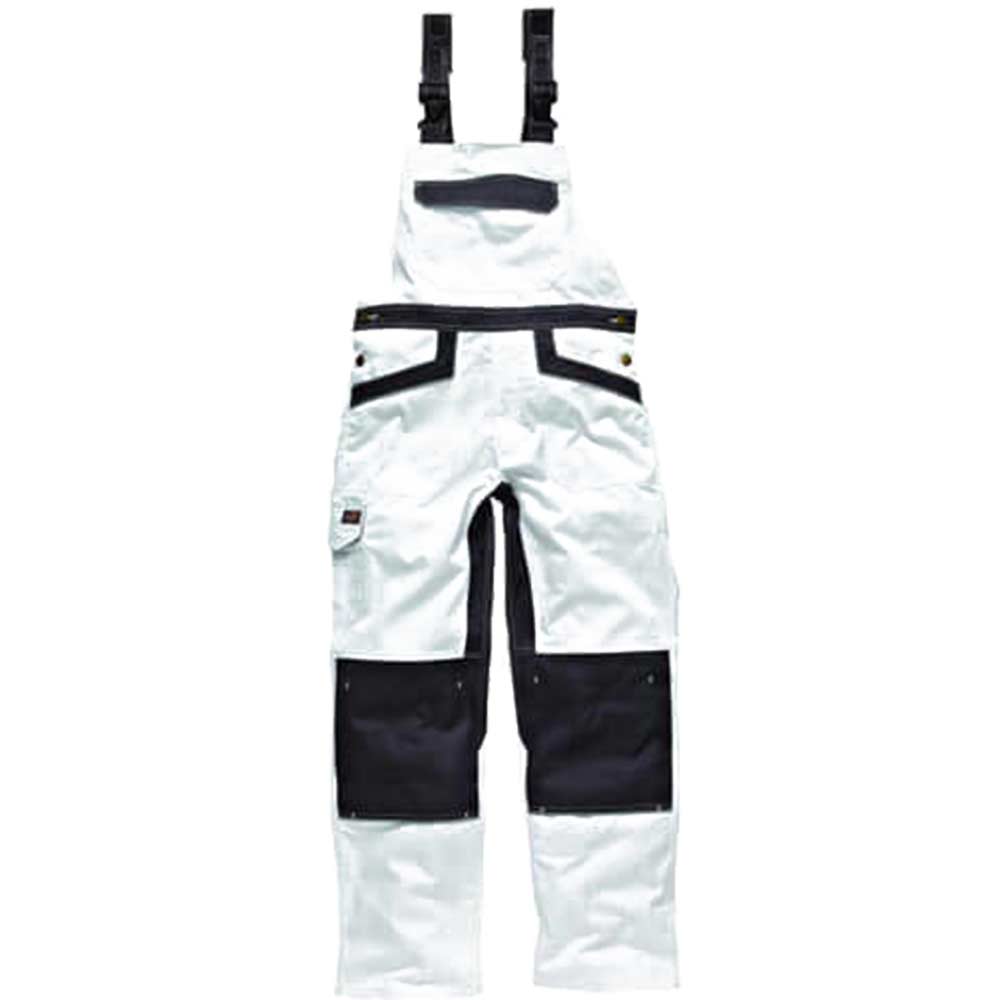 Dickies Mens Industry 260 Bib & Brace White / Grey Waist 40" Leg 31"