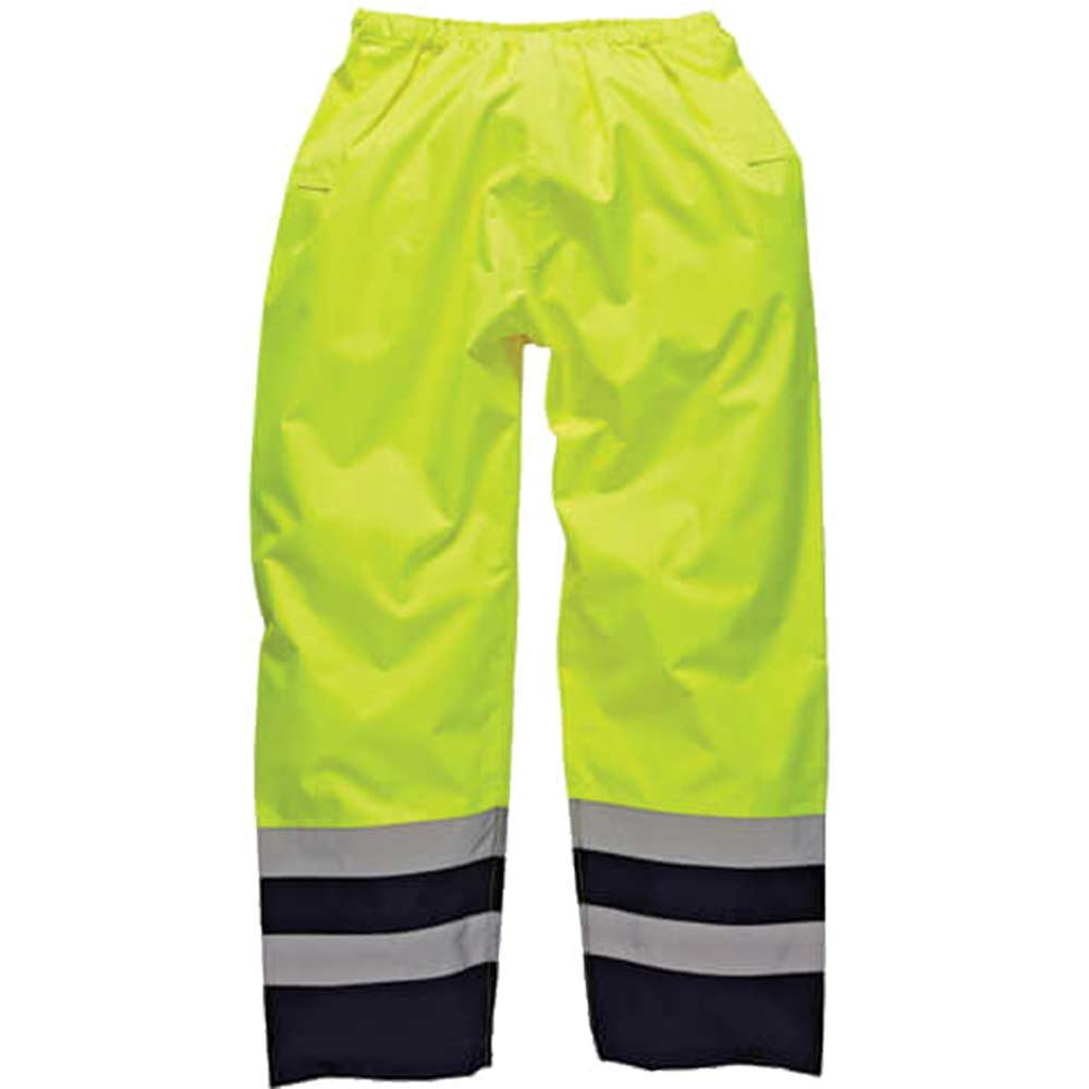 Dickies Hi Vis Two Tone Waterproof Safety Trousers Yellow / Navy Large