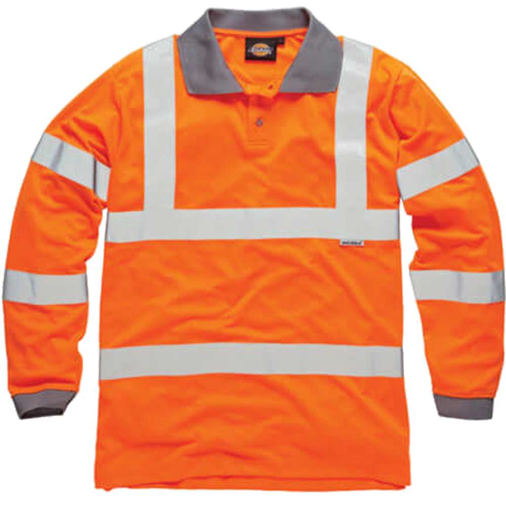 Image of Dickies High Vis GO/RT Polo Shirt Long Sleeve Orange Small