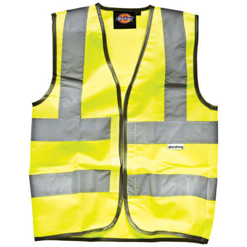 Dickies Childs High Vis Safety Waistcoat Yellow for Ages 4 - 6