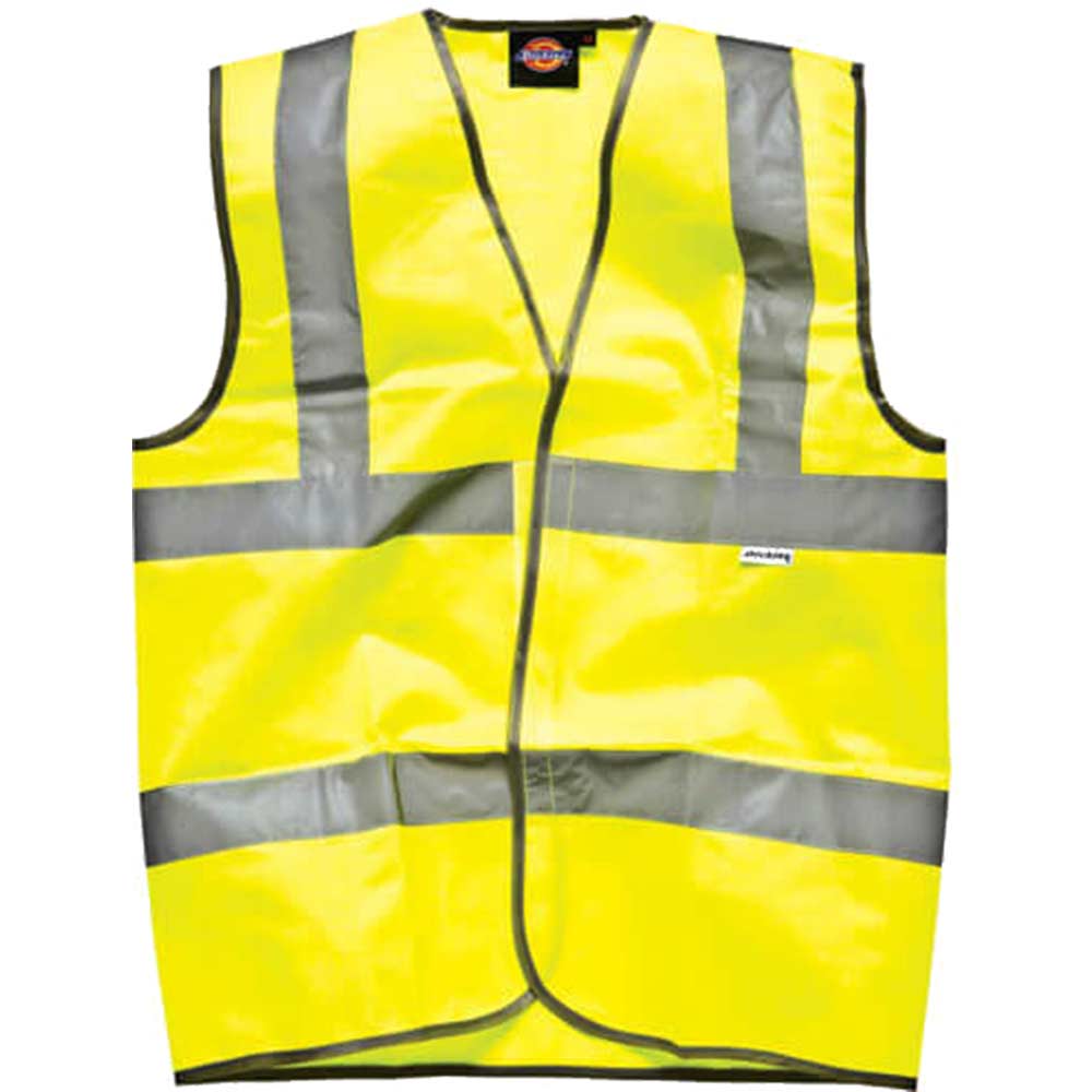 Image of Dickies High Vis Safety Highway Waistcoat EN471 Class 2 Yellow Small
