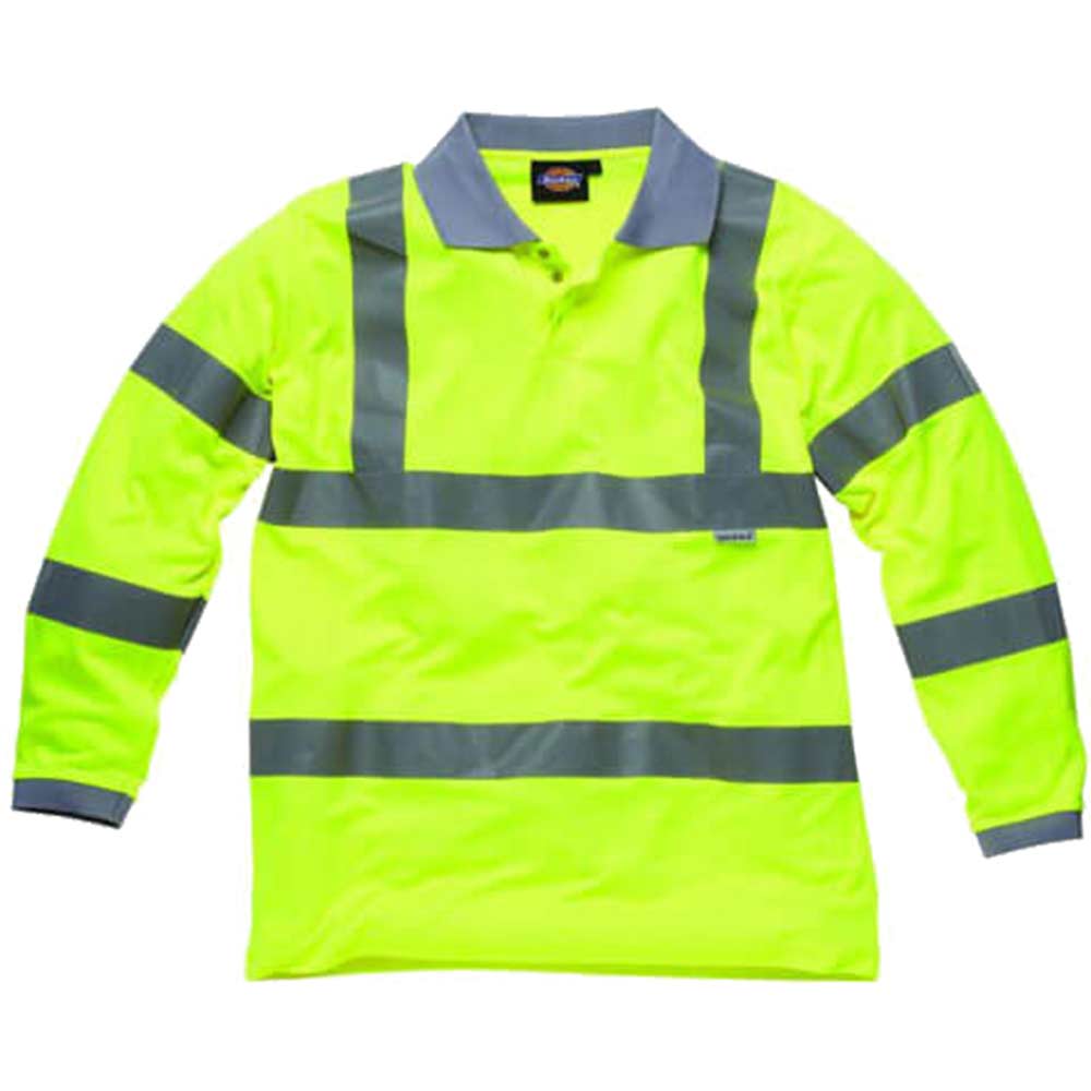 Dickies High Vis Long Sleeve Polo Shirt EN471 Class 3 Level 2 Medium