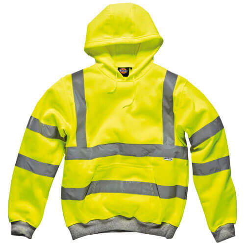 Dickies High Vis Safety Hooded Sweatshirt Yellow Small
