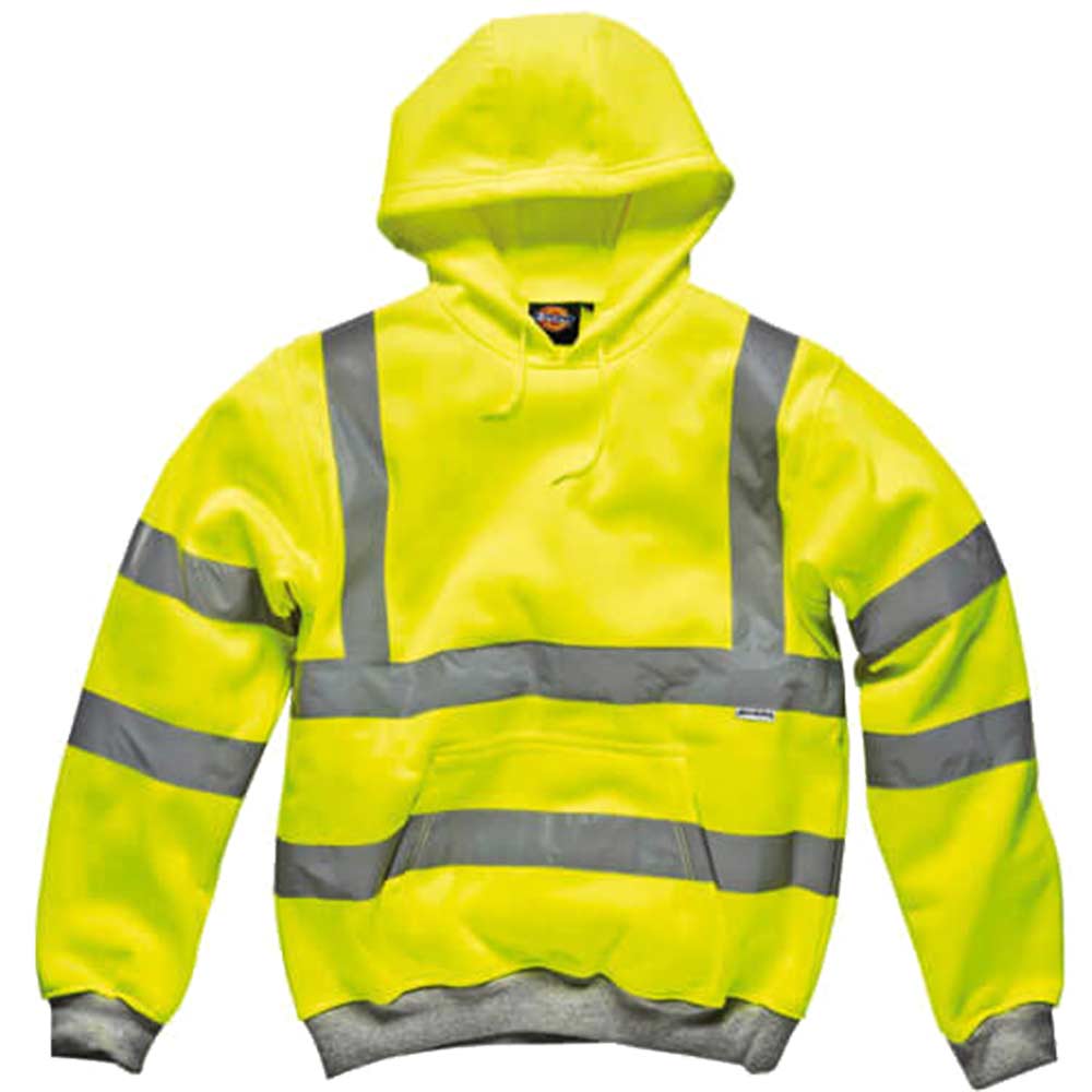 Dickies High Vis Safety Hooded Sweatshirt Yellow Small