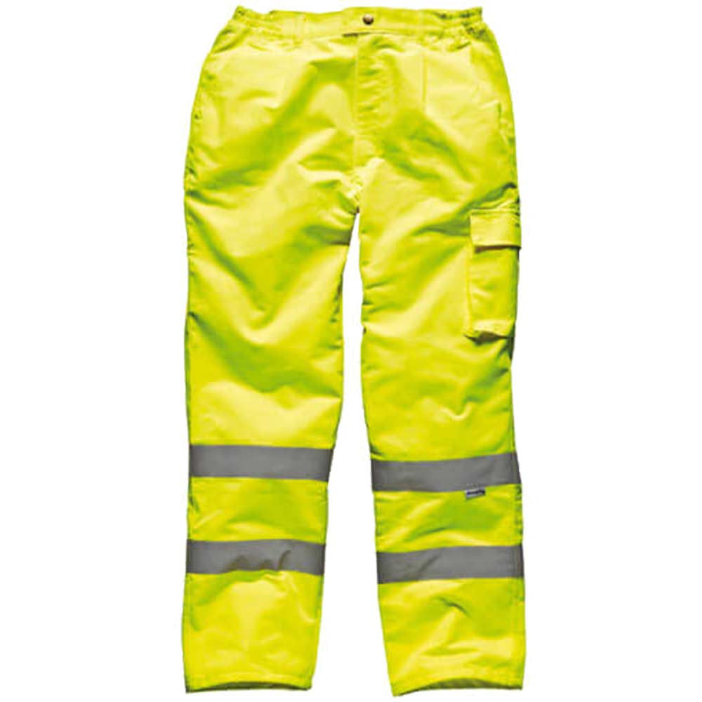 Image of Dickies High Vis Polycotton Trousers Yellow Large