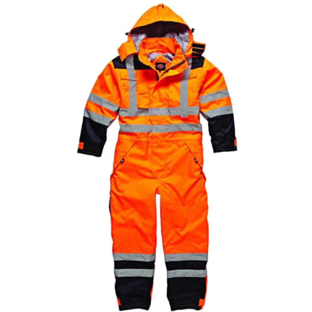 Dickies High Vis Waterproof Safety Coverall Orange / Navy 2XL