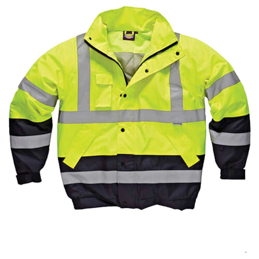 Image of Dickies Hi Vis Two Tone Pilot Safety Jacket Yellow / Navy Medium