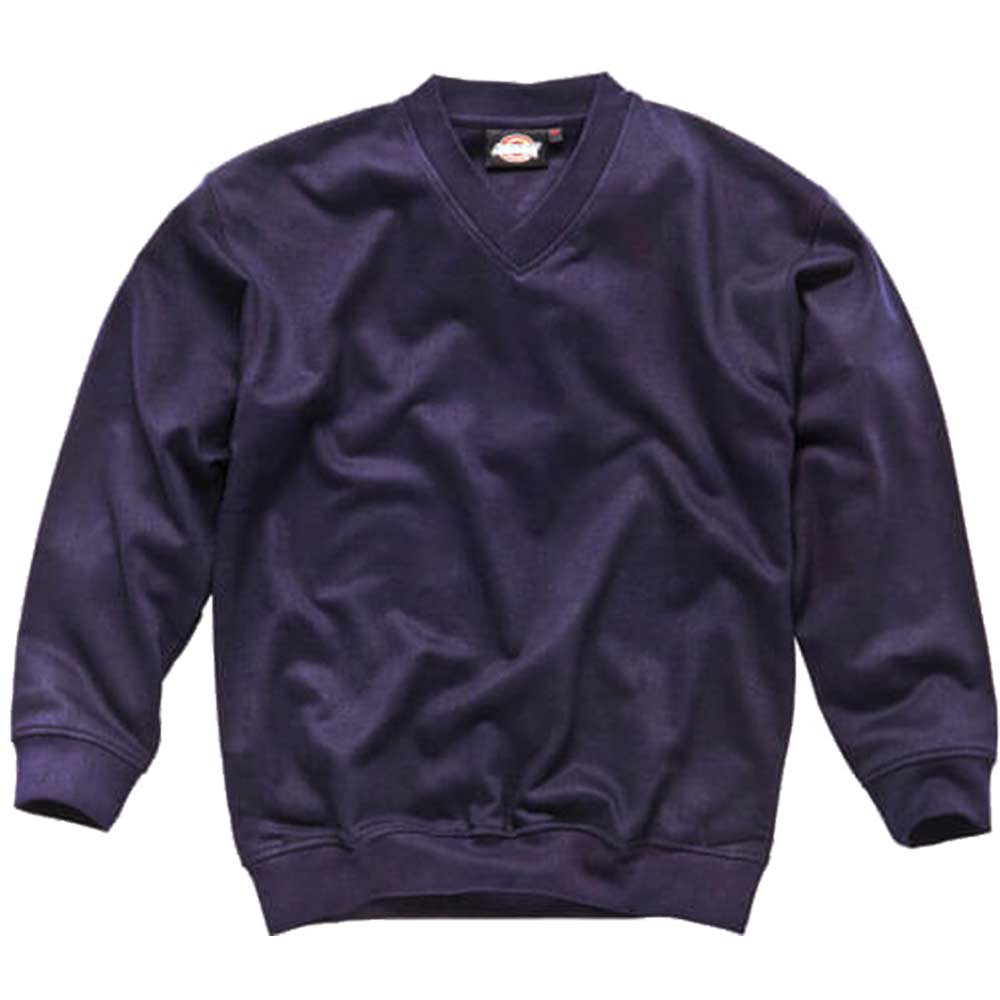 Image of Dickies Mens V Neck Sweatshirt Navy Blue Large
