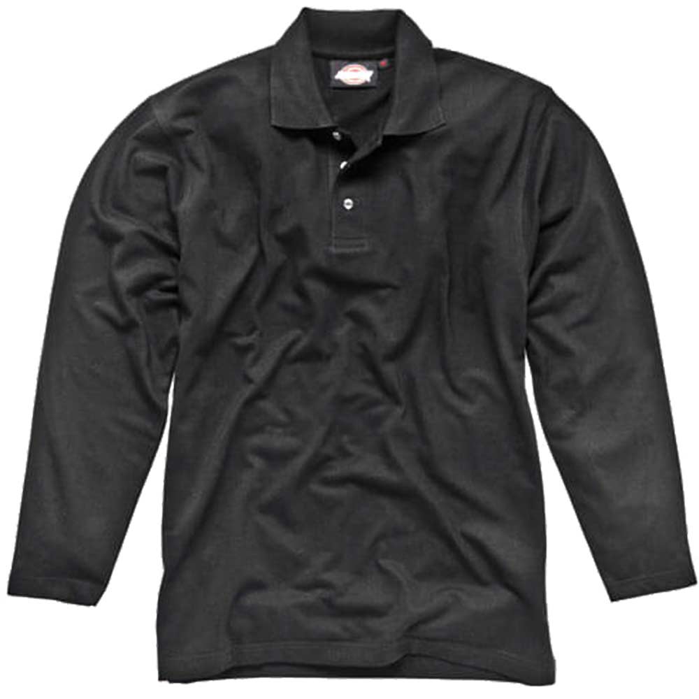 Dickies Mens Long Sleeve Polo Shirt Black Large