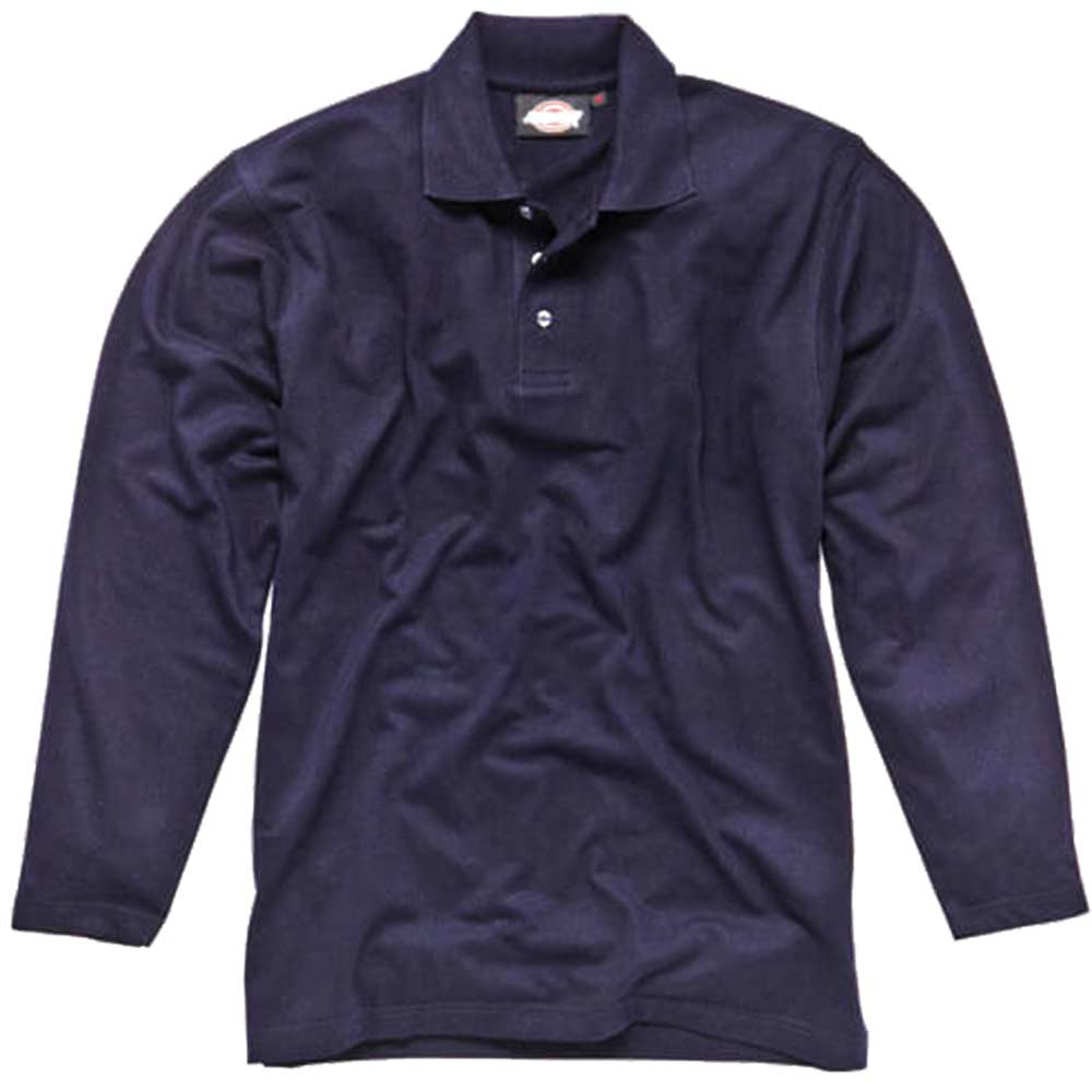 Dickies Mens Long Sleeve Polo Shirt Navy Blue XL