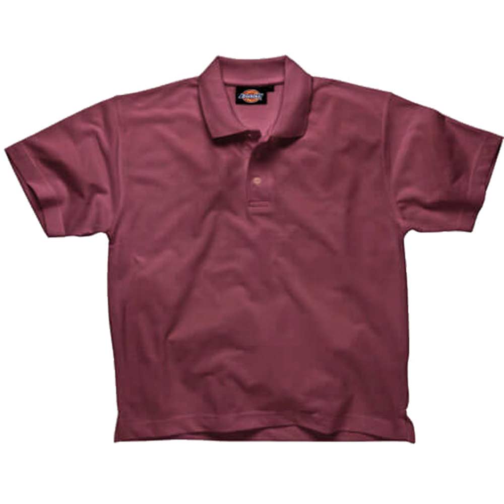Dickies Mens Short Sleeve Polo Shirt Burgundy Small