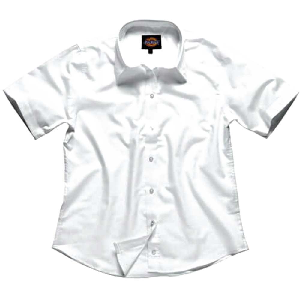 Dickies Ladies Oxford Weave Shirt Short Sleeve White Size 10
