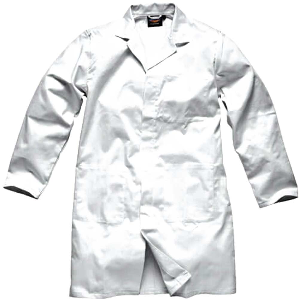 Dickies Unisex Stud Front Redhawk Food Industry Warehouse Coat White Large