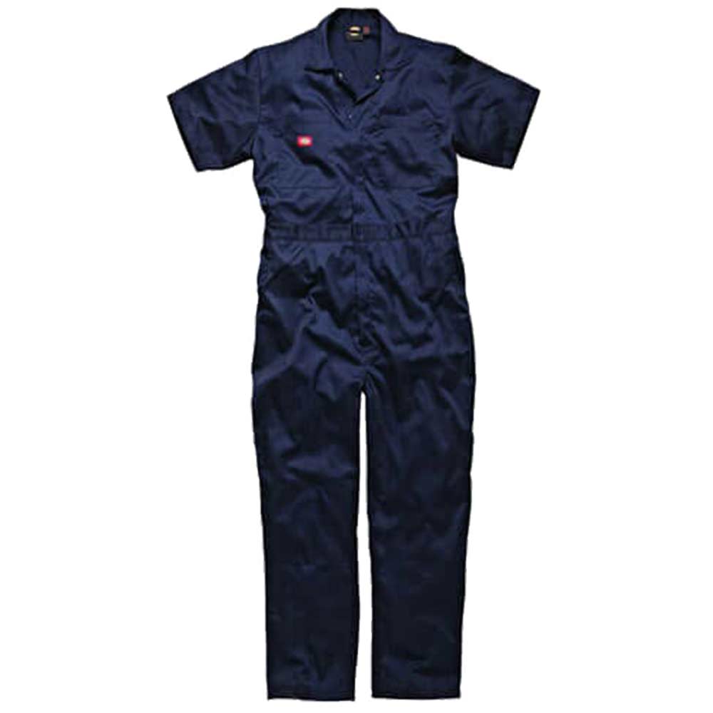 Image of Dickies Mens Lightweight Cotton Short Sleeve Overalls Navy Blue Large