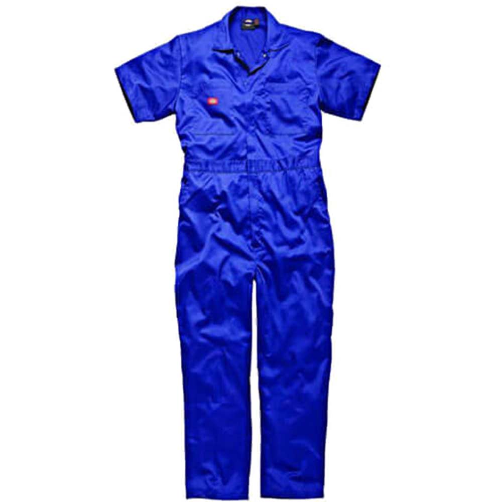 Image of Dickies Mens Lightweight Cotton Short Sleeve Overalls Royal Blue Large