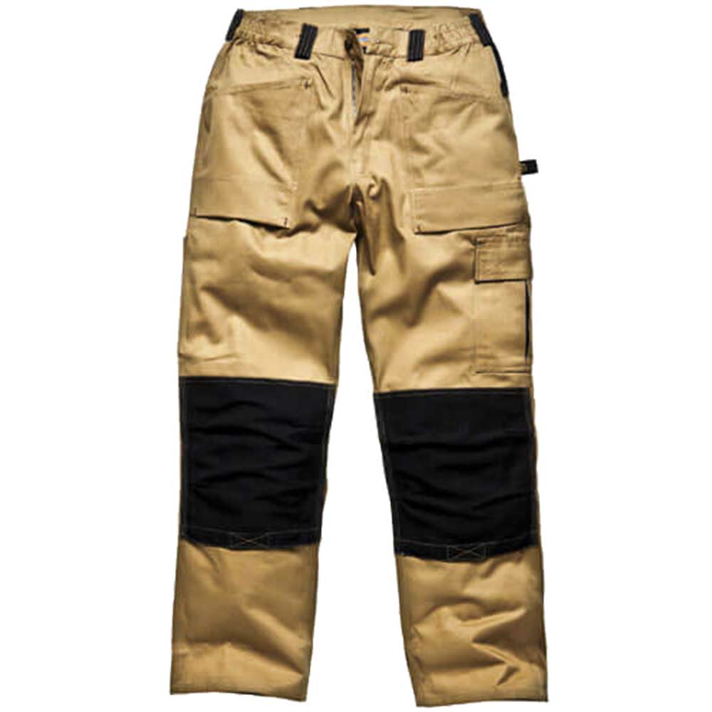 Dickies Mens Grafter Duo Tone 290 Work Trousers Khaki / Black 40" Waist & 31" Leg