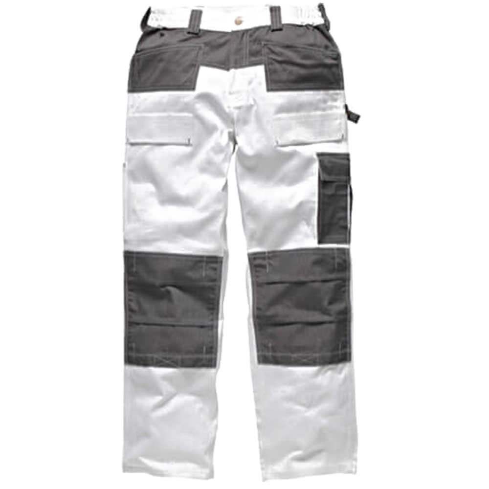 Dickies Mens Grafter Duo Tone 290 Work Trousers White / Grey 42" Waist 32" Leg