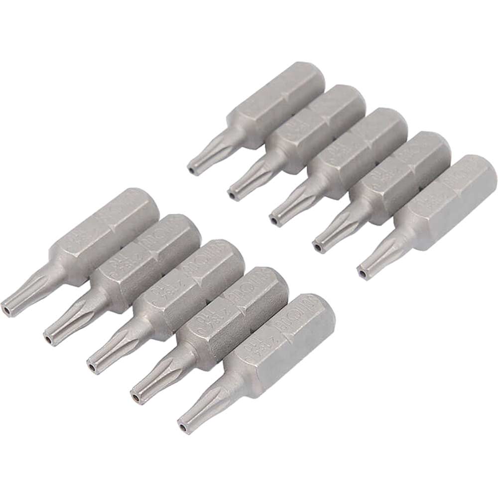 Image of Draper Bag Of 10 T10 Torx Security x 26mm x 1/4&quot; Hexagon Shot Blast Screwdriver Bits