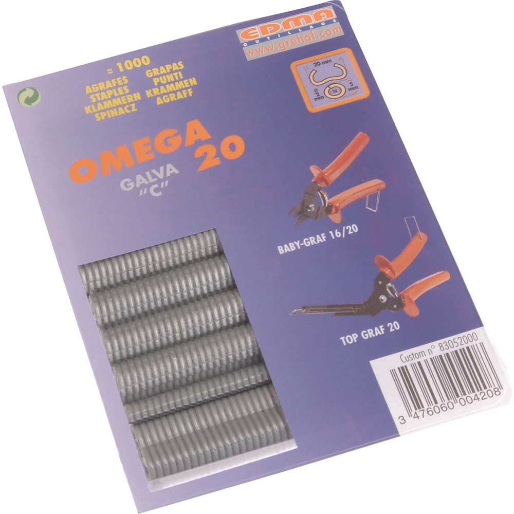 Edma Galv Steel Hog Ring Omega 20 Pack of 1000