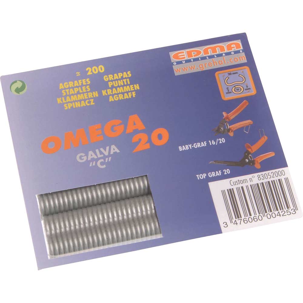 Edma Galv Steel Hog Ring Omega 20 Pack of 200