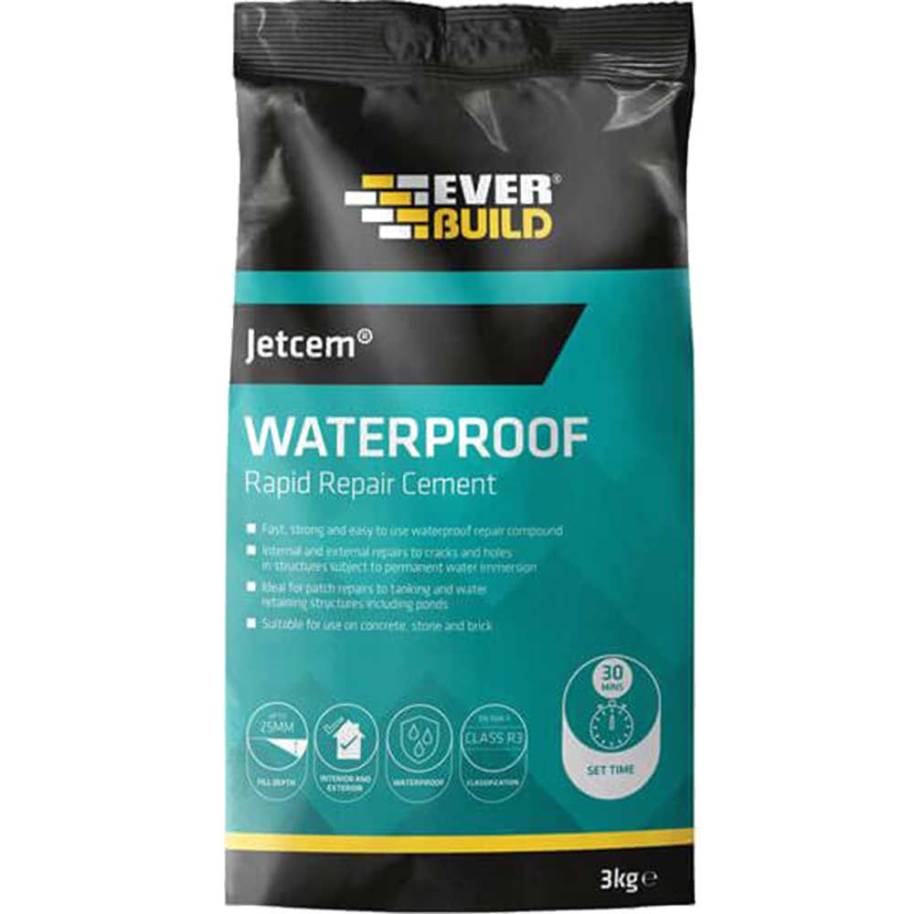 Everbuild Jet Cem Water Proofing Rapid Set Cement 3kg