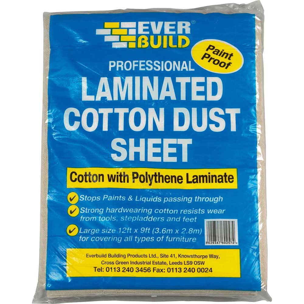 Image of Everbuild Laminated Cotton Dust Sheet 12 x 9 Feet